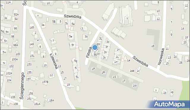 Kielce, Szwedzka, 3S, mapa Kielc