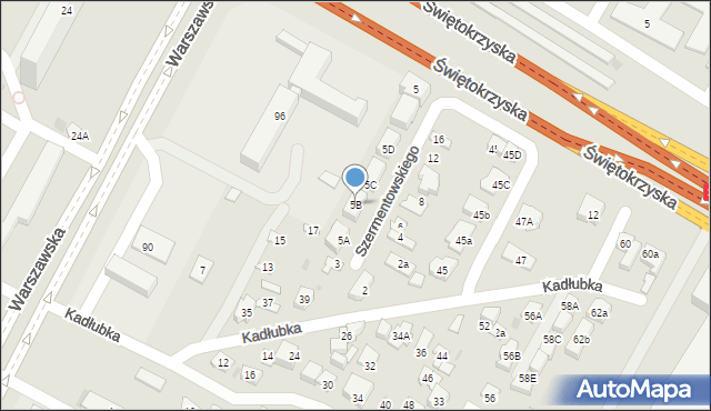 Kielce, Szermentowskiego Józefa, 5B, mapa Kielc