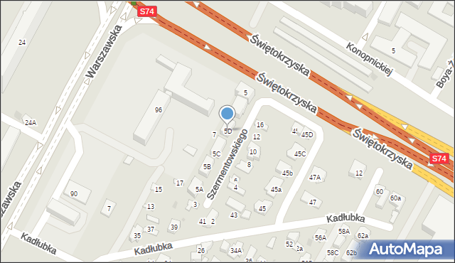 Kielce, Szermentowskiego Józefa, 5D, mapa Kielc