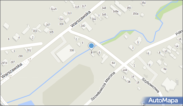 Kielce, Szybowcowa, 8, mapa Kielc