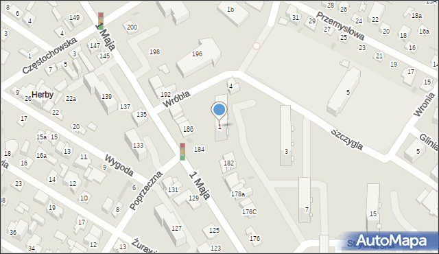 Kielce, Szczygla, 1, mapa Kielc