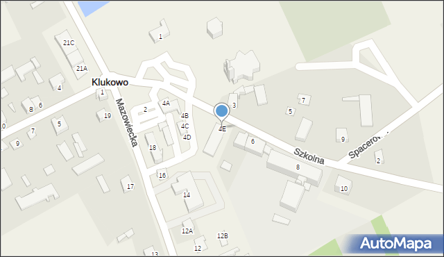 Klukowo, Szkolna, 4E, mapa Klukowo