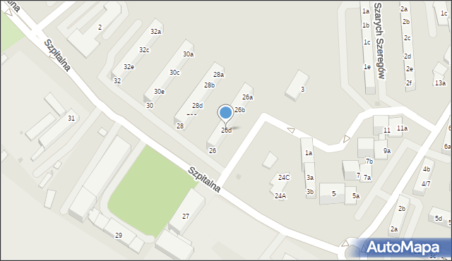 Knurów, Szpitalna, 26d, mapa Knurów