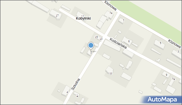 Kobylniki, Szkolna, 2, mapa Kobylniki
