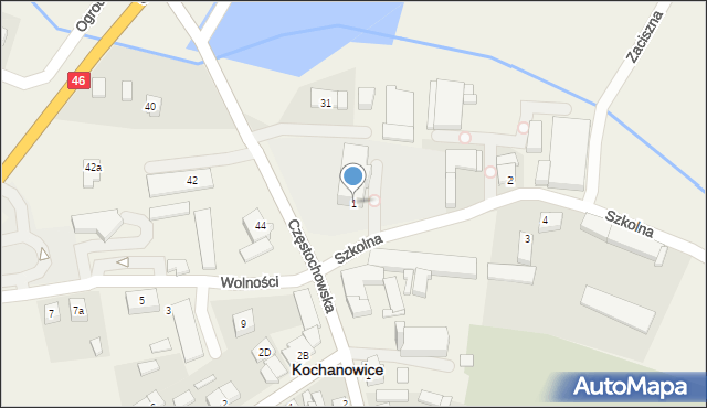 Kochanowice, Szkolna, 1, mapa Kochanowice