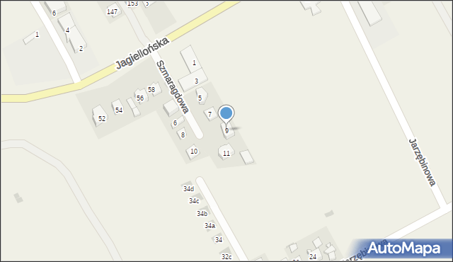 Kocmyrzów, Szmaragdowa, 9, mapa Kocmyrzów