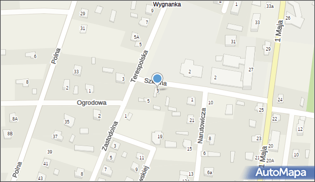 Kodeń, Szkolna, 3, mapa Kodeń