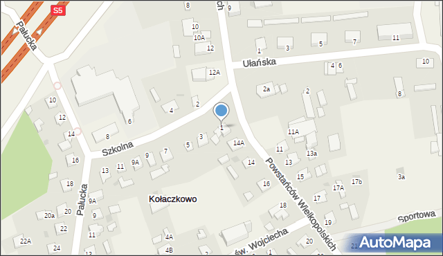 Kołaczkowo, Szkolna, 1, mapa Kołaczkowo