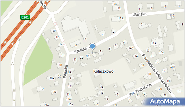 Kołaczkowo, Szkolna, 9, mapa Kołaczkowo