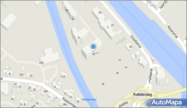 Kołobrzeg, Szpitalna, 10, mapa Kołobrzegu
