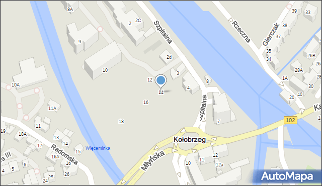 Kołobrzeg, Szpitalna, 14, mapa Kołobrzegu