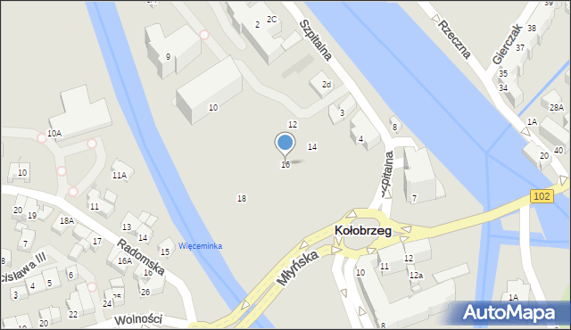 Kołobrzeg, Szpitalna, 16, mapa Kołobrzegu