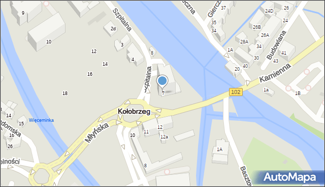 Kołobrzeg, Szpitalna, 7, mapa Kołobrzegu