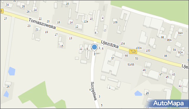 Komorów, Szczęśliwa, 2, mapa Komorów