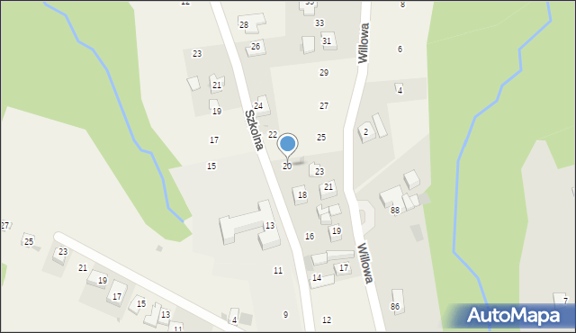 Konary, Szkolna, 20, mapa Konary