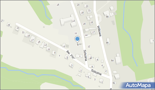 Konary, Szkolna, 9, mapa Konary