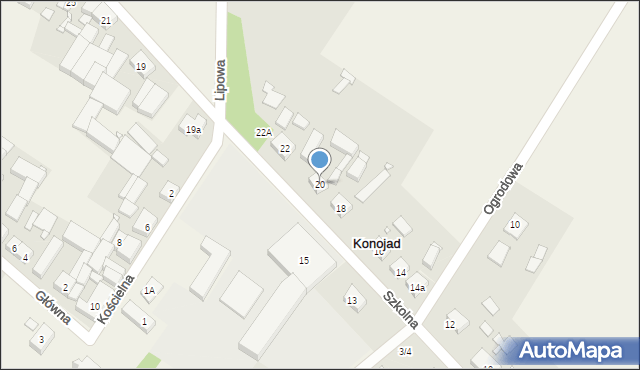 Konojad, Szkolna, 20, mapa Konojad