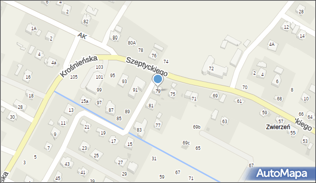 Korczyna, Szeptyckiego, gen., 79, mapa Korczyna