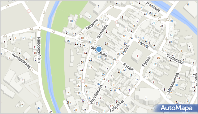 Kościan, Szewska, 13, mapa Kościan