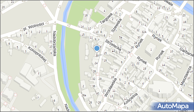 Kościan, Szewska, 20, mapa Kościan