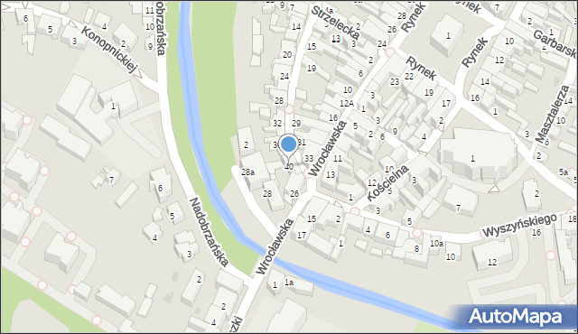 Kościan, Szewska, 40, mapa Kościan