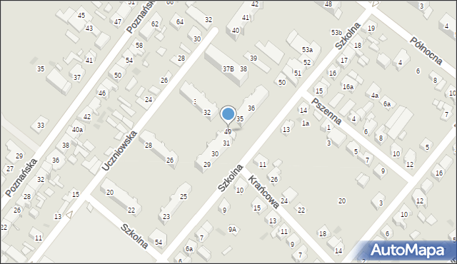 Kościan, Szkolna, 49, mapa Kościan