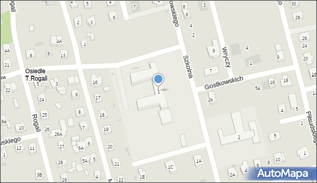 Kościerzyna, Szkolna, 1, mapa Kościerzyna