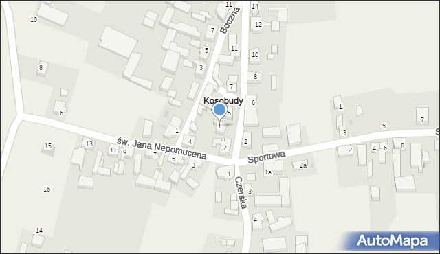 Kosobudy, Szkolna, 1, mapa Kosobudy