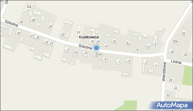 Kostkowice, Szkolna, 11, mapa Kostkowice