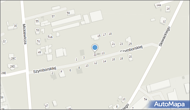 Kostrzyn, Szymborskiej Wisławy, 11, mapa Kostrzyn