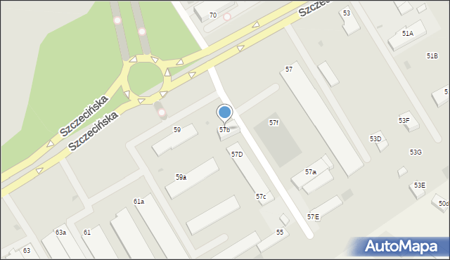 Koszalin, Szczecińska, 57b, mapa Koszalina