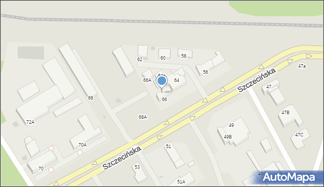 Koszalin, Szczecińska, 66B, mapa Koszalina