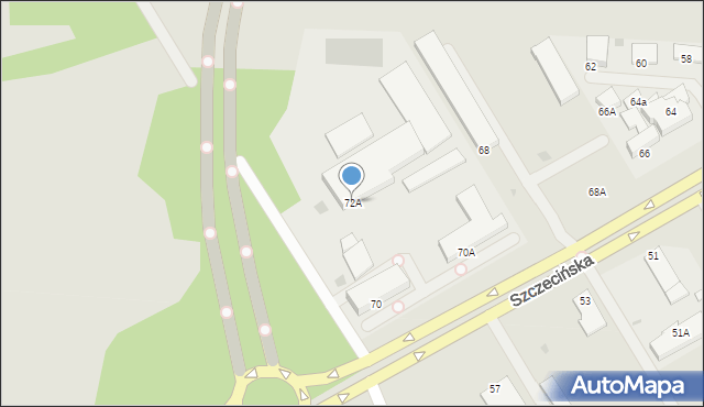 Koszalin, Szczecińska, 72A, mapa Koszalina