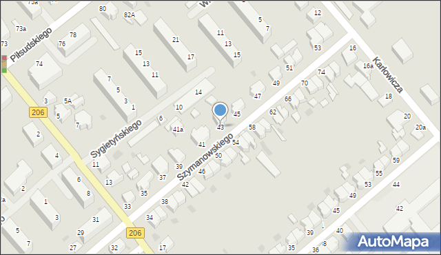 Koszalin, Szymanowskiego Karola, 43, mapa Koszalina