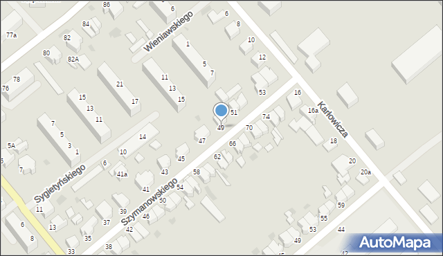 Koszalin, Szymanowskiego Karola, 49, mapa Koszalina