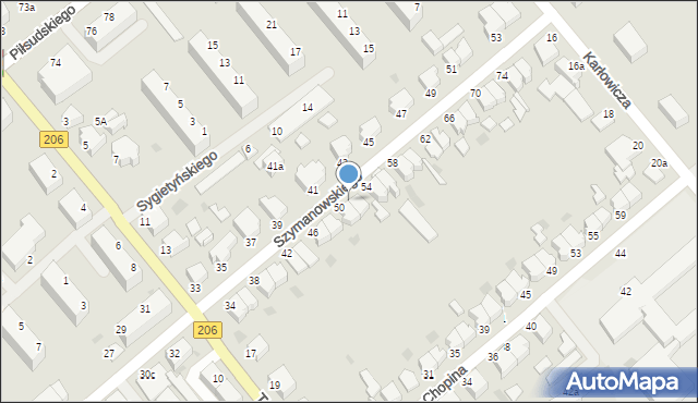 Koszalin, Szymanowskiego Karola, 52, mapa Koszalina