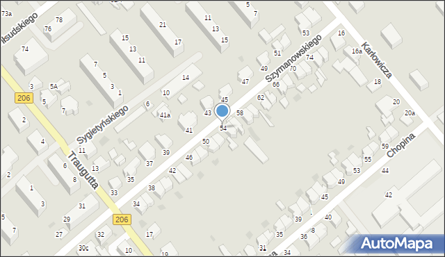 Koszalin, Szymanowskiego Karola, 54, mapa Koszalina