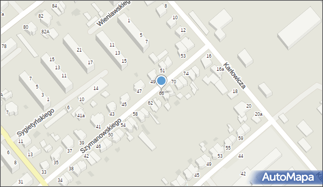 Koszalin, Szymanowskiego Karola, 66, mapa Koszalina