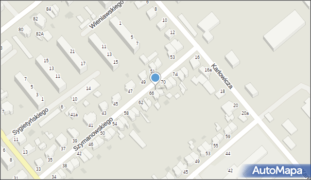 Koszalin, Szymanowskiego Karola, 68, mapa Koszalina