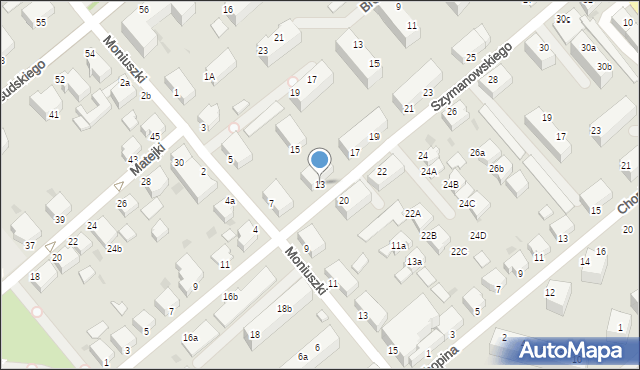 Koszalin, Szymanowskiego Karola, 13, mapa Koszalina