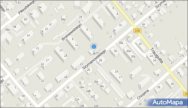 Koszalin, Szymanowskiego Karola, 25, mapa Koszalina