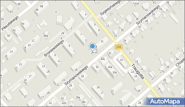 Koszalin, Szymanowskiego Karola, 27, mapa Koszalina