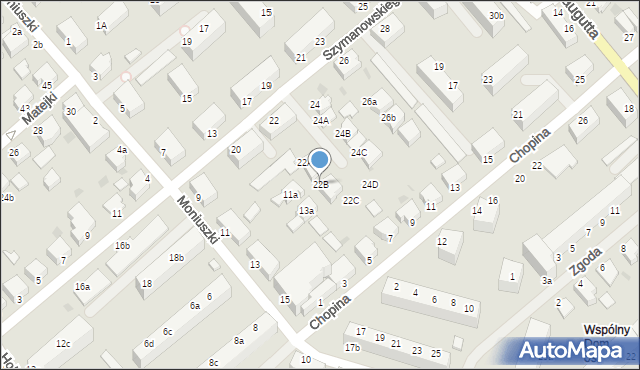 Koszalin, Szymanowskiego Karola, 22B, mapa Koszalina