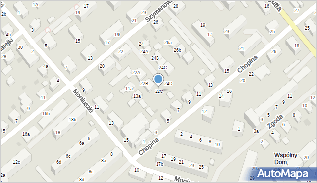 Koszalin, Szymanowskiego Karola, 22C, mapa Koszalina