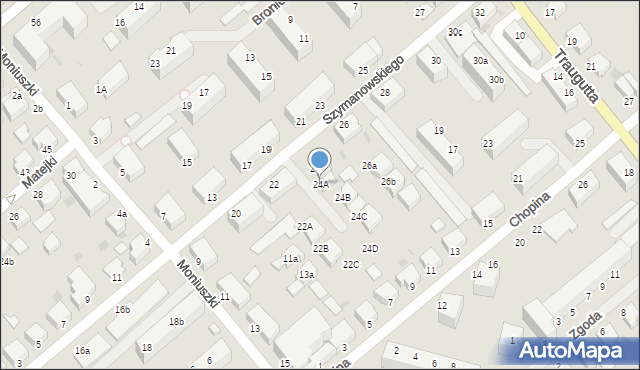 Koszalin, Szymanowskiego Karola, 24A, mapa Koszalina