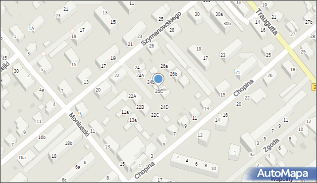Koszalin, Szymanowskiego Karola, 24C, mapa Koszalina