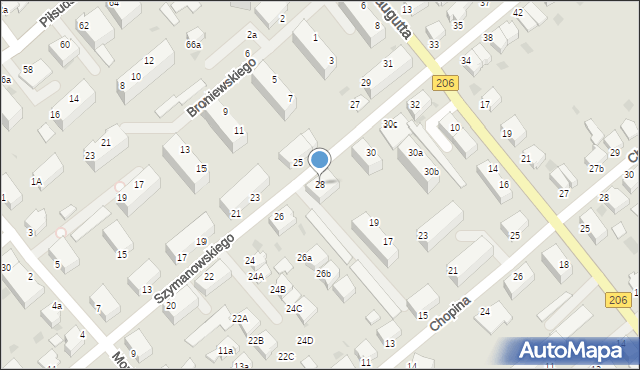 Koszalin, Szymanowskiego Karola, 28, mapa Koszalina