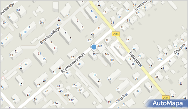 Koszalin, Szymanowskiego Karola, 30, mapa Koszalina