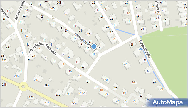 Koszalin, Szwoleżerów, 18, mapa Koszalina