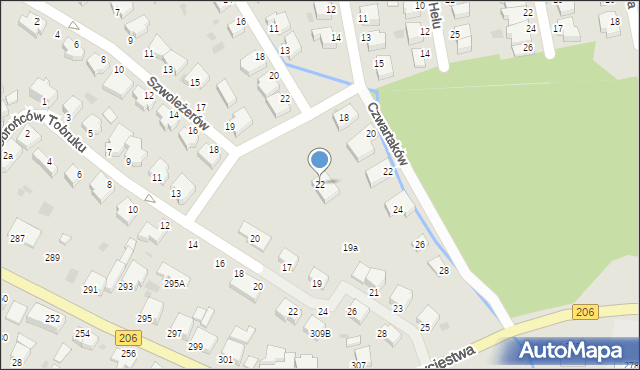 Koszalin, Szwoleżerów, 22, mapa Koszalina